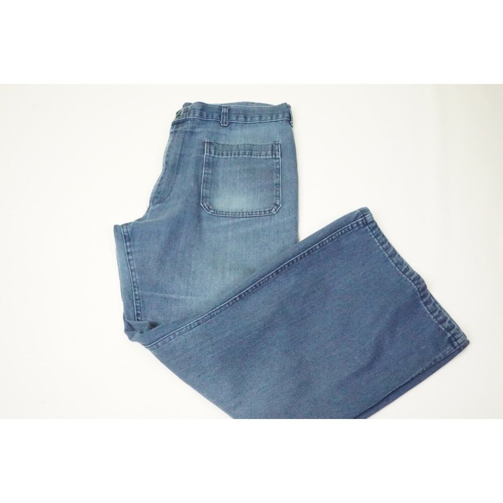 USN Naval Trousers Utility Denim Navdungaree Bell Bottom Jeans 36R